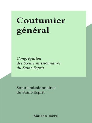 cover image of Coutumier général